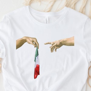 Italy Flag Shirt, The Creation of Adam God Finger Shirt, Italia Shirt Italy Gift