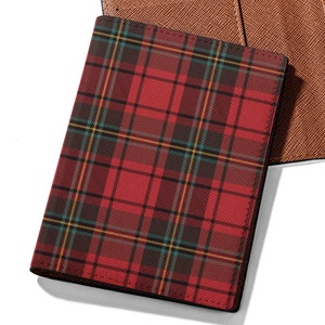 Red Tartan Passport Holder Plaid Passport Cover Travel Gift Scottish Tartan