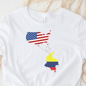 Colombia USA, Any 2 Countries Emigration Gift, Long Distance Gift, Immigrant Shirt Long Distance Family Location Shirt Long Distanced Gift