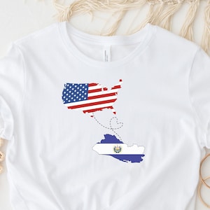 El Salvador USA, Any 2 Countries Emigration Gift, Long Distance Gift, Immigrant Shirt Long Distance Family Location Shirt Long Distanced
