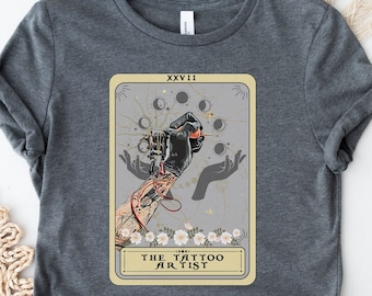 Camisa del artista del tatuaje Camisa de la tarjeta del tarot del tatuador, camiseta del tatuador Camiseta del tatuador Regalos del artista del tatuaje Camisa del tatuaje Tarjeta del tarot del artista del tatuaje