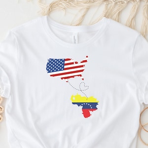 Venezuela USA, 2 Länder Auswanderungsgeschenk, Ferngeschenk, Einwanderungshemd Fernfamilie Standort Shirt Ferngeschenk