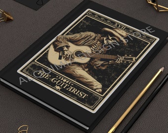 Guitar Notebook, The Guitarist Tarot Card Journal, Guitarist Notebook 6" x 8" Spiral Notebook Songwriter Hardcover