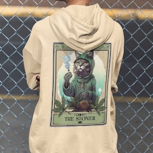 Der Stoner Tarot Card Hoodie, Unisex Kapuzen-Sweatshirt für Stoner Geschenk, Cat Stoner Hoodie Katzenliebhaber Unkraut