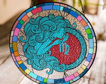 Virgo Stained Glass Zodiac SunCatcher LightCatcher Virgo Window Hanging