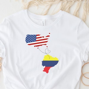 Ecuador USA, Any 2 Countries Emigration Gift, Long Distance Gift, Immigrant Shirt Long Distance Family Location Shirt Long Distanced Gift