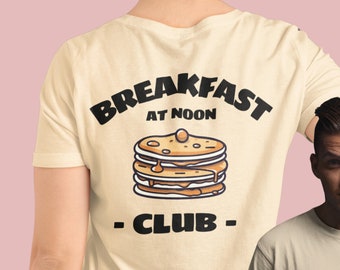 Camisa do clube do café da manhã ao meio-dia, camiseta do café da manhã, camisa do clube do café da manhã, camiseta panqueca