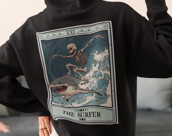 Surfer Tarot Card Hoodie: Beach Lover Ocean Life Sweatshirt