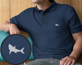 Camisa de tiburón para hombre, polo de tiburón Ocean Life Golf Polo premium para hombre bordado con logotipo de tiburón