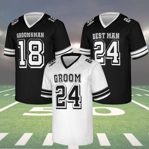 Groom & Groomsmen Jersey Shirts, Groom and Groomsman Matching Football Jersey Bachelor Party Custom Names and Numbers Best Man Groom Shirts