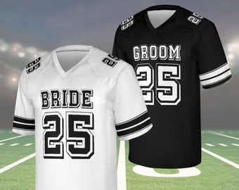 Bride and Groom Matching Football Jersey, Bride Groom Shirts Bride Football Jersey for Wedding, Honeymoon Matching Husband and Wife Shirts