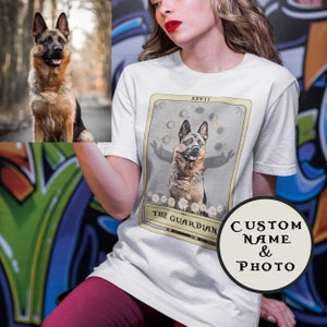 Aangepaste hond shirt, gepersonaliseerde huisdier T-shirt, aangepaste foto Tarot kaart hond Tee, aangepaste huisdier GIF aangepaste hond tshirt gepersonaliseerde hond shirt