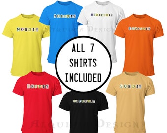 Day of the Week Shirt, Montessori Learning Shirts Autism Shirts Days Shirts Daily Shirt Monday Tuesday Wednesday Friday Sunday ALL 7 SHIRTS