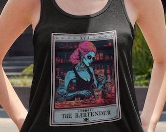 Bartender Tank Top, The Bartender Tarot Card Tank Top, Bartending Woman Shirt, Woman Bartender Tanks