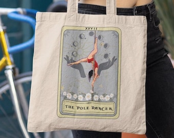 Pole Dance Tote Bag, The Pole Dancer Tarot Card Canvas 15" x 16" Tote Bag Pole Dancing Tote Bag
