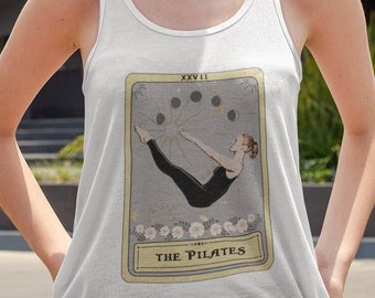 Tanques de Pilates, La camisa de la carta del tarot de Pilates, Camiseta sin mangas de Pilates Regalos de Pilates Camisa sin mangas Racerback, Regalos para amantes de Pilates