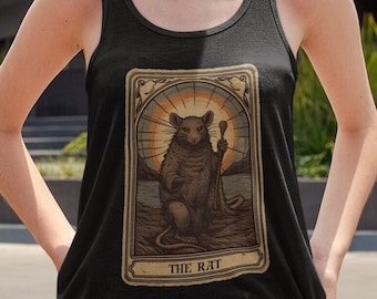Rat Tank Top, The Rat Tarot Card Tank Top, Rat Shirt, Rat Lover Gifts for Rat Mom, Rat Chinese Zodiac Rat Spirit Animal