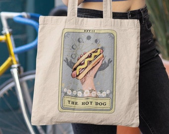 Hot Dog Tarot Card Tote Bag: 100% Cotton Canvas