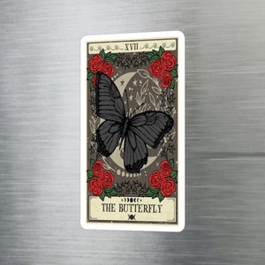 Autocollant de carte de tarot animal esprit papillon, autocollant animal esprit papillon 3 « x 4 » autocollant vinyle imperméable à l’eau autocollant animal esprit papillon