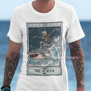Camisa de cartas de tarô do surfista, camiseta de surf para amantes da praia, presentes para surfistas da vida no oceano