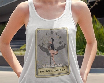 Camiseta sin mangas de pole dance, la camisa de cartas del tarot de pole dance, camiseta sin mangas de pole dance racerback