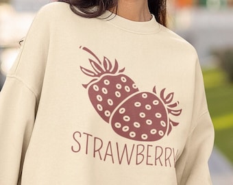 Strawberry Sweatshirt, Strawberry Lover Gifts For Fruit Lover Strawberries Sweater Crew Neck