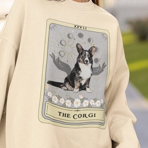 Corgis Sweatshirt, Corgis Tarot Card Sweatshirt, schwarz und weiß Corgis Mom Geschenke für Corgis Pullover, Corgis Hund Pullover