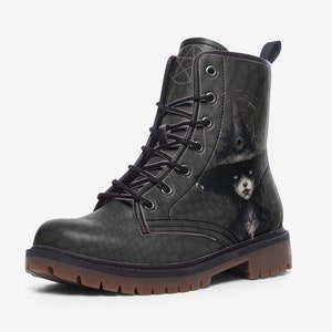 Witch Combat Boots, Witchy Boots Witchy Stuff Vegan Leather Boots Goth boots Witch Lace up Boots Witchy Stuff Witchcore Footwear Witch Boots