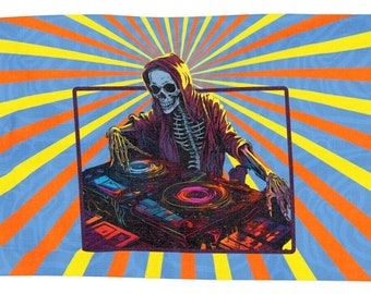Rave Scarf Skeleton DJ Rave Pashmina Scarf Colorful Pashmina Rave Pashmina Gift 27" x 73" Many Colors Festival dj Pashmina