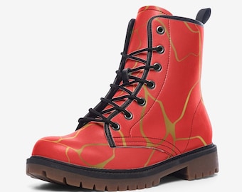 Kintsugi Red Boots Kintsugi Vegan Leather Combat boots MT Kintsugi Shoes