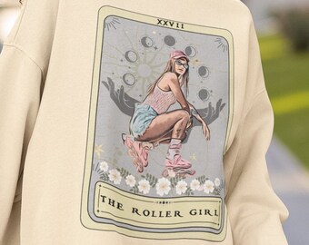 Sweater met tarotkaart voor meisjes: skaten met ronde hals