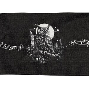 Owl Scarf, Black City Owl Scarf Owl Lover Gift Owl Rave Pashmina, Festival Pashmina 27&quot; x 73&quot; Owl Themed Gifts