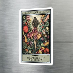 Stickers véganes, La princesse aux légumes Autocollant de carte de tarot Autocollant en vinyle imperméable Résistant aux UV Autocollant pour ordinateur portable Légumes végétariens