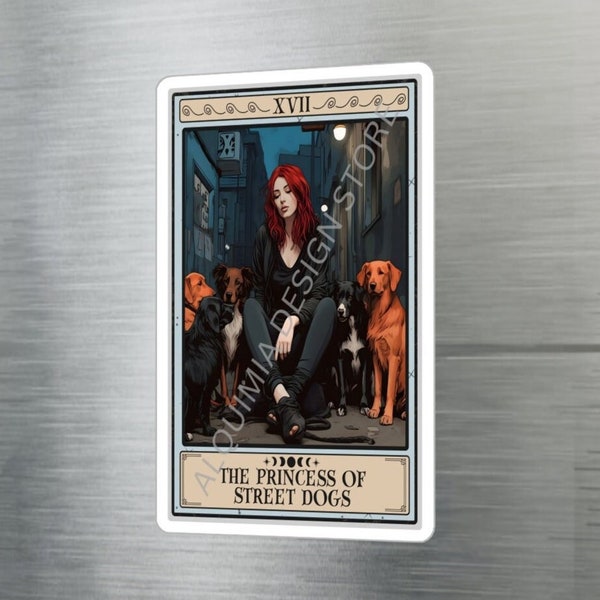 The Princess of Street Dogs Tarot Card Sticker, Animal Rescue Sticker Dog Shelter Vinyl Sticker Waterproof UV Resistant Pet Adoption