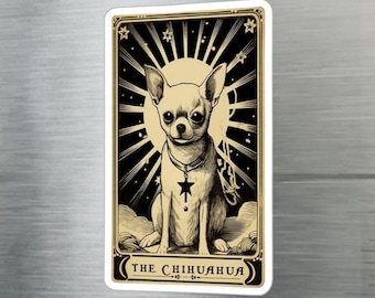 Adesivos para Chihuahua, Adesivo para Carta de Tarô Chihuahua, Adesivo de Vinil para Chihuahua à Prova D'água e Resistente a UV, Mãe Chihuahua