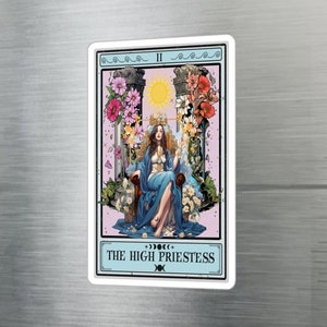 High Priestess Tarot Card Sticker, Tarot Vinyl Sticker Waterproof UV Resistant Tarot Card Laptop Sticker