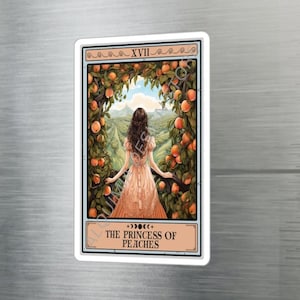 Peach Sticker The Princess of Peaches Tarot Card Sticker,  3&quot; x 4&quot; Vinyl Sticker Waterproof UV Resistant Peach Sticker