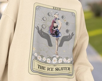 Eislaufen Sweatshirt, The Ice Skater Tarot Card Sweatshirt, Ice Skater Geschenke Eiskunstlauf Pullover Rundhalsausschnitt