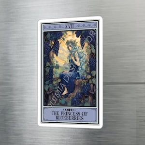 Blueberry Sticker The Princess of Blueberries Tarot Card Sticker, 3&quot; x 4&quot; Vinyl Sticker Waterproof UV Resistant Blueberry Sticker