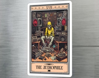 The Audiophile Tarot Card Sticker, Audiophile Sticker Vinyl Sticker Waterproof UV Resistant Turntable Laptop Sticker Audio Lover Stickers
