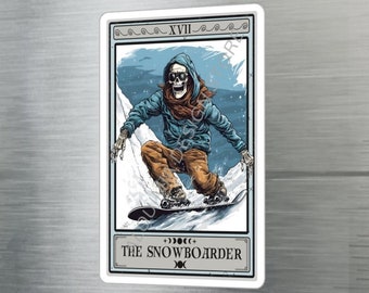 Snowboard Stickers, The Snowboarder Tarot Card Sticker 3" x 4" Vinyl Sticker Waterproof UV Resistant Snowboard Sticker