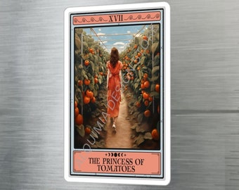 Princess of Tomatoes Tarot Card Sticker - Waterproof Vinyl Decal