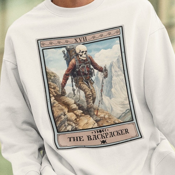 Backpacker Sweatshirt, Backpacking Gift The Backpacker Tarot Card Sweatshirt Hiking Gift