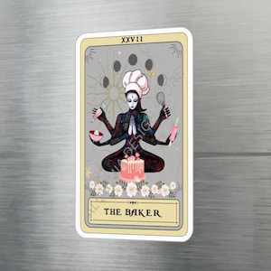 Baking Stickers, The Baker Tarot Card Sticker 3&quot; x 4&quot; Vinyl Sticker Waterproof UV Resistant Baking Laptop Sticker Bakery Stickers