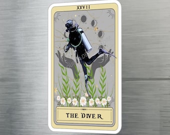 Diver Tarot Card Sticker: Waterproof Scuba Diving Decal