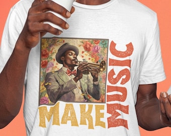 Jazz Trumpet Player Shirt, Jazz Trumpet Player Gifts Make Music Shirt Jazz Trumpet Teacher Gift Jazz Solo Fan Gift