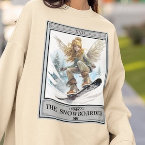 Snowboard Sweatshirt, het Snowboarder Tarot Card Sweatshirt, Snowboarder trui vrouw snowboard bemanning hals
