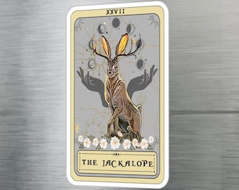 Pegatinas de Jackalope, la carta del tarot de Jackalope, vinilo de 7,6 x 10,1 cm, impermeable, resistente a los rayos UV, para críptidos, para portátil, criptozoología