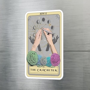 Crochet Stickers, The Crocheter Tarot Card Sticker 3&quot; x 4&quot; Vinyl Sticker Waterproof UV Resistant Crochet Sticker