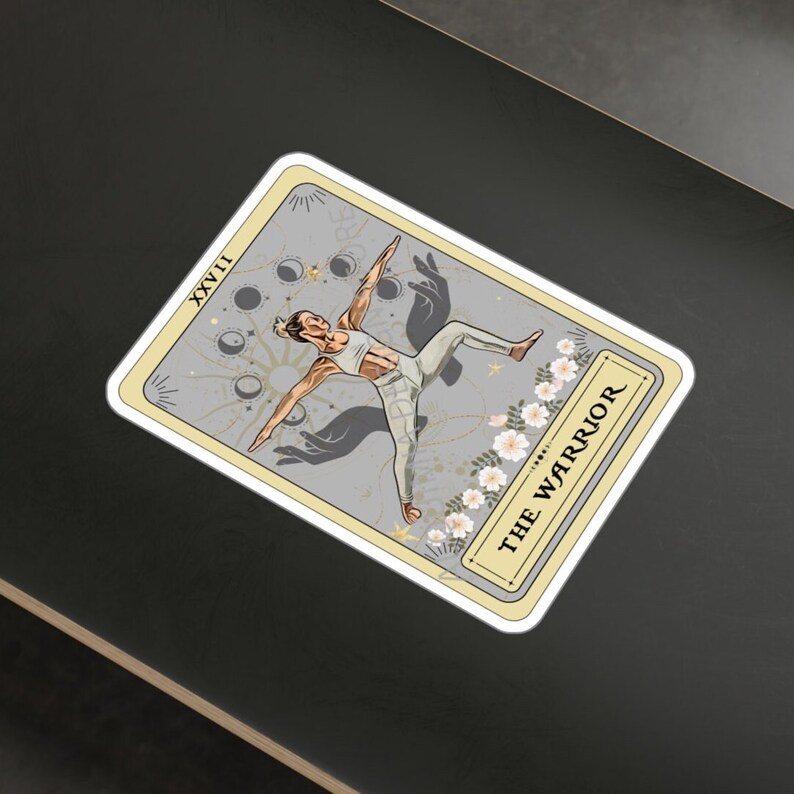 Yogaklistermärken, Krigarens Tarotkortsklistermärke 7,5 cm x 10 cm vinylklistermärke Vattentätt UV-resistent yogaklistermärke bild 5